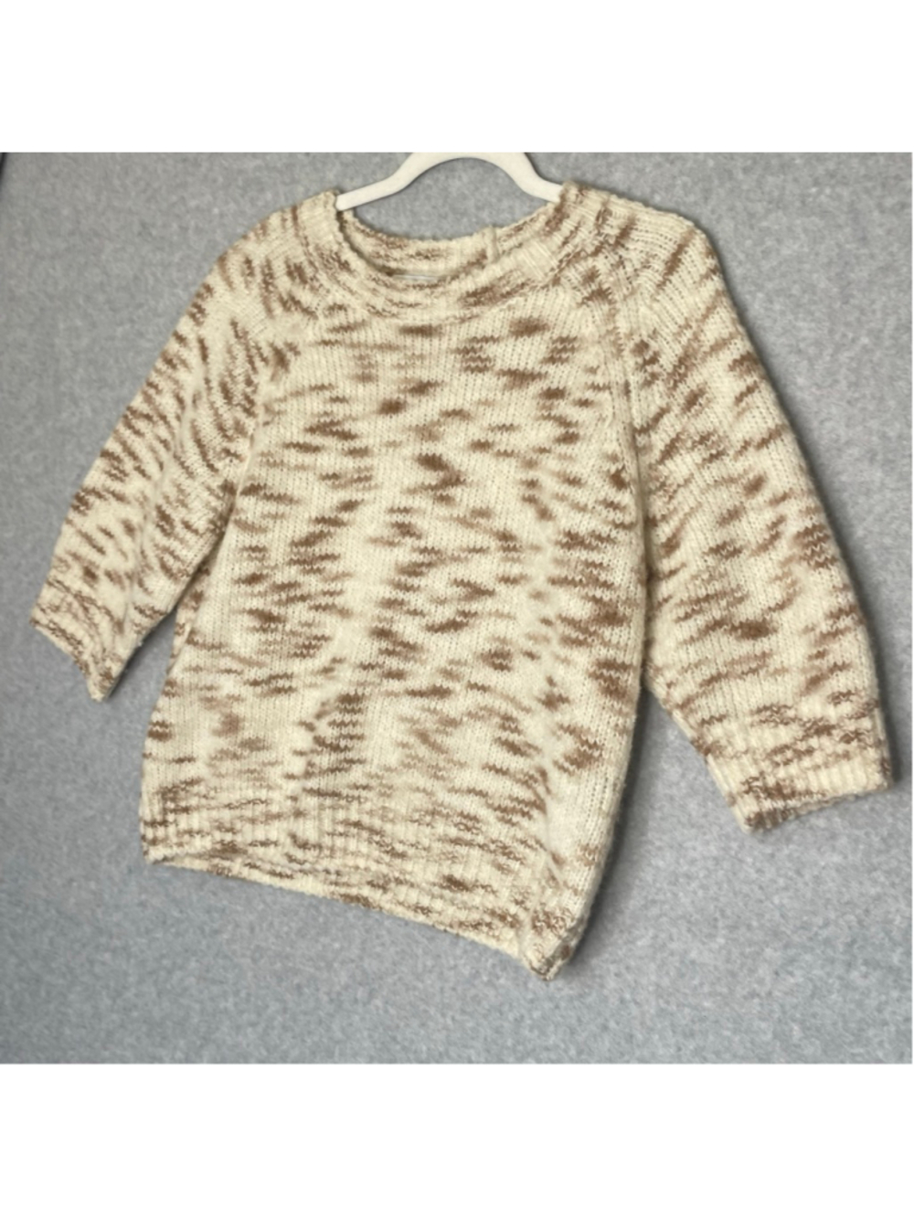 Tanya Taylor Alpaca Wool Sweater L Cream Taupe Chunky Knit - Picture 10 of 11